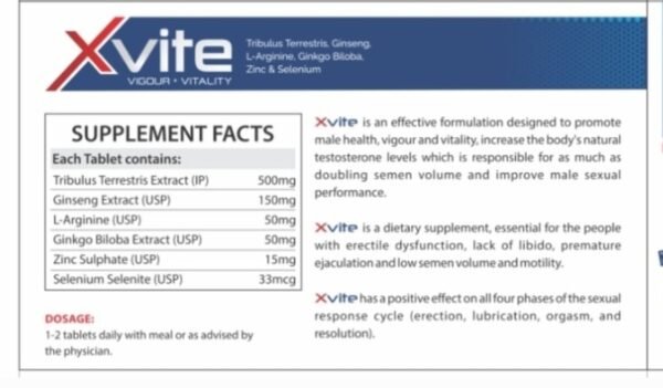 xvite supplement facts